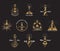 Set of lighthouse icons with rocks