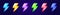 Set of lightning icons in different colors