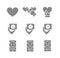 Set of like feedback gray icons. Charity, donation, customers review, social networks and more.