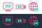 Set line 5G network, Location and modem icon. Vector