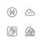 Set line Acid rain radioactive cloud, Water drop percentage, Compass north and Cloud icon. Vector