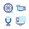 Set line Action extreme camera, Microphone, Cinema and Film reel icon. Vector