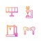 Set line Air headphones, 3D printer, Solar energy panel and Microscope. Gradient color icons. Vector