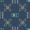 Set line Airport runway, Plane propeller and Airline ticket on seamless pattern. Vector