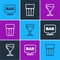 Set line Alcohol bar location, Wine glass and Glass with water icon. Vector
