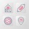 Set line Alcohol or beer bar location, Bottle cap, Salami sausage and Farm House icon. Vector