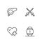 Set line American Football ball, Heart rate, Whistle and Fencing icon. Vector