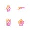 Set line Aqualung, Gauge scale, Compass and Fishing harpoon. Gradient color icons. Vector