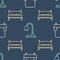 Set line Armchair, Big bed and Table lamp on seamless pattern. Vector
