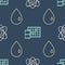 Set line Atom, Oil drop and Oil price increase on seamless pattern. Vector