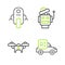 Set line Autonomous smart car, Drone, Robot and icon. Vector