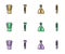 Set line Balalaika, Guitar neck, Clarinet and Flute icon. Vector