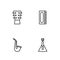 Set line Balalaika, Saxophone, Guitar neck and Harmonica icon. Vector