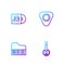 Set line Banjo, Grand piano, Vinyl disk and Guitar pick. Gradient color icons. Vector