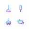 Set line Bar of soap, Shower head, Rubber plunger and Sanitary tampon. Gradient color icons. Vector