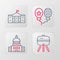 Set line Barbecue grill, White House, Balloons and United States Capitol Congress icon. Vector