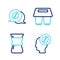 Set line Barista, Pour over coffee maker, Coffee cup to go and and conversation icon. Vector