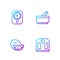 Set line Bathroom scales, Lemon, Sauna thermometer and Mortar and pestle. Gradient color icons. Vector