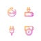 Set line Battery charge, Electric plug, car and . Gradient color icons. Vector