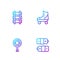 Set line Battery, Rattle baby toy, Toy railway and Roller skate. Gradient color icons. Vector