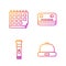 Set line Beanie hat, Flashlight, Calendar and Credit card. Gradient color icons. Vector