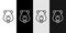 Set line Beaver animal icon isolated on black and white background. Vector