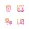 Set line Bed, Blood pressure, Coffee cup to go and Bathroom scales. Gradient color icons. Vector