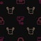 Set line Bellboy hat, Toilet paper roll and Security camera on seamless pattern. Vector