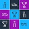 Set line Bicycle fork, Award cup with bicycle and shoes icon. Vector