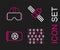 Set line Binary code, Video graphic card, Satellite and Virtual reality glasses icon. Vector