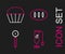 Set line Blender, Pizza knife, Bread loaf and Muffin icon. Vector