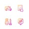 Set line Blindness, Syringe, Emergency car and Braille. Gradient color icons. Vector