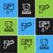Set line Bloody money, Pistol or gun and Kidnaping icon. Vector