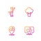 Set line Bodybuilder muscle, , Bamboo and Broccoli. Gradient color icons. Vector