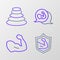 Set line Bodybuilder muscle, and Stack hot stones icon. Vector