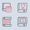 Set line Book, Decree, parchment, scroll, and Daily paper notepad icon. Vector