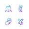 Set line Bottle with potion, Drop of mercury, Witch cauldron and Spray against insects. Gradient color icons. Vector