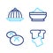 Set line Bread toast, loaf, Flour bowl and Pudding custard icon. Vector