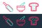 Set line Bread toast, Scoop flour and Mortar and pestle icon. Vector