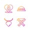 Set line Breast cancer awareness ribbon, Necklace with heart shaped pendant, Heart with 8 March and Elegant women hat
