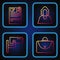 Set line Briefcase, Security camera, Lawsuit paper and Judge. Gradient color icons