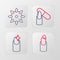 Set line Broken nail, Nail manicure, file and False nails icon. Vector