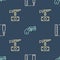 Set line Bullet, Buying assault rifle and Small gun revolver on seamless pattern. Vector