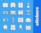 Set line Bunk bed, Armchair, Round table, Wardrobe, Big, Office desk, and Furniture nightstand icon. Vector