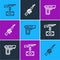 Set line Buying assault rifle, Pistol or gun and M16A1 icon. Vector