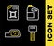 Set line Canister for motor oil, Car key with remote, mirror and gasoline icon. Vector
