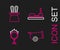 Set line Cannon, Circus fire hoop, Bumper car and Magician hat and rabbit ears icon. Vector