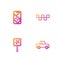 Set line Car, Airport, City map navigation and Taxi car roof. Gradient color icons. Vector