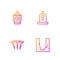 Set line Cemetery digged grave hole, Metallic nails, Funeral urn and Grave with tombstone. Gradient color icons. Vector