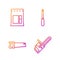Set line Chainsaw, Hand saw, Cement bag and Screwdriver. Gradient color icons. Vector